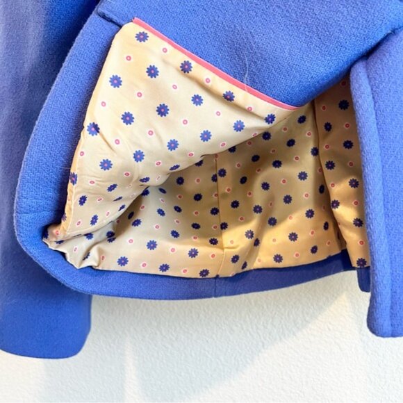 Talbots Pea Coat 6P Royal Blue Wool Blend Lined Italian Fabric Preppy Warm Chic - Picture 6 of 12